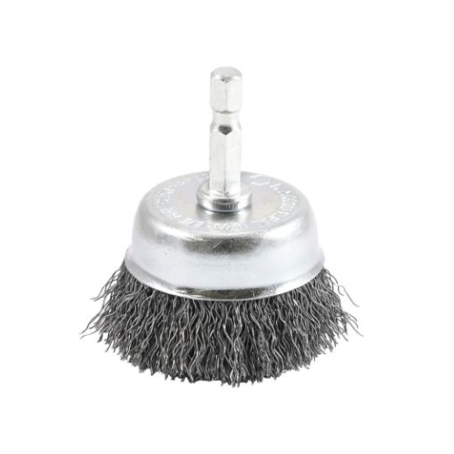 Forney Industries Cup Brush, Crimped, 2 in x .012 in x 1/4 in Hex Shank
