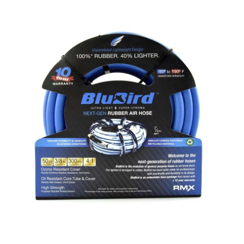 BluBird Rubber Air Hose Assembly 3/8" x 50'
