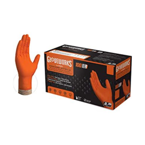 Gloveworks HD Orange Nitrile Gloves Large