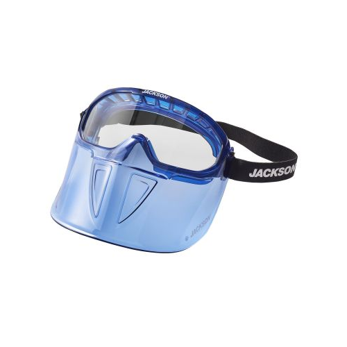 Jackson Safety Safety Goggle - GPL500 Premium Series - Clear Lens - Anti-Fog - with Flip-Up Detachable Face Shield - Blue Body