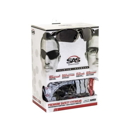 SAS Safety Diamondbacks Safety Eyewear - Dispenser - Black/Gray